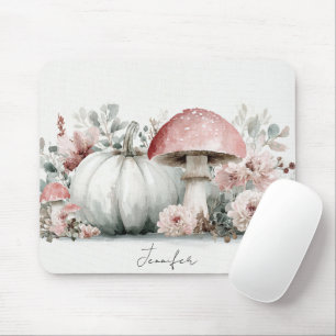 Autumn Pumpkins and Flowers Fall Pattern Mouse Mat