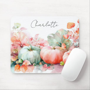 Autumn Pumpkins and Flowers Mouse Mat