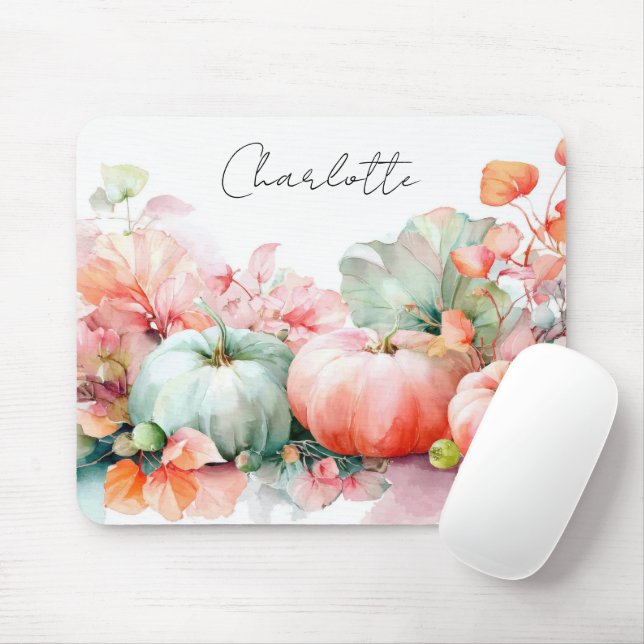 Autumn Pumpkins and Flowers  Mouse Mat (With Mouse)