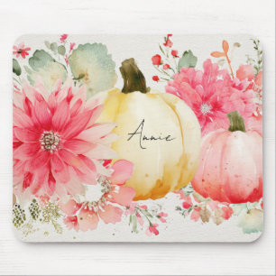 Autumn Pumpkins and Flowers Mouse Mat