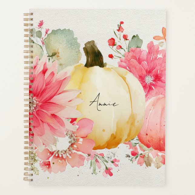 Autumn Pumpkins and Flowers  Planner (Front)