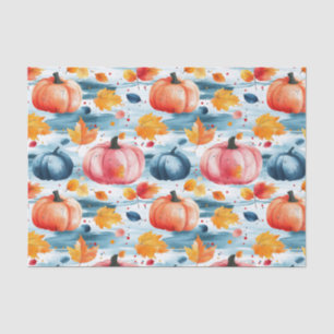 Autumn Pumpkins and Leaves Fall Pattern Decoupage Tissue Paper