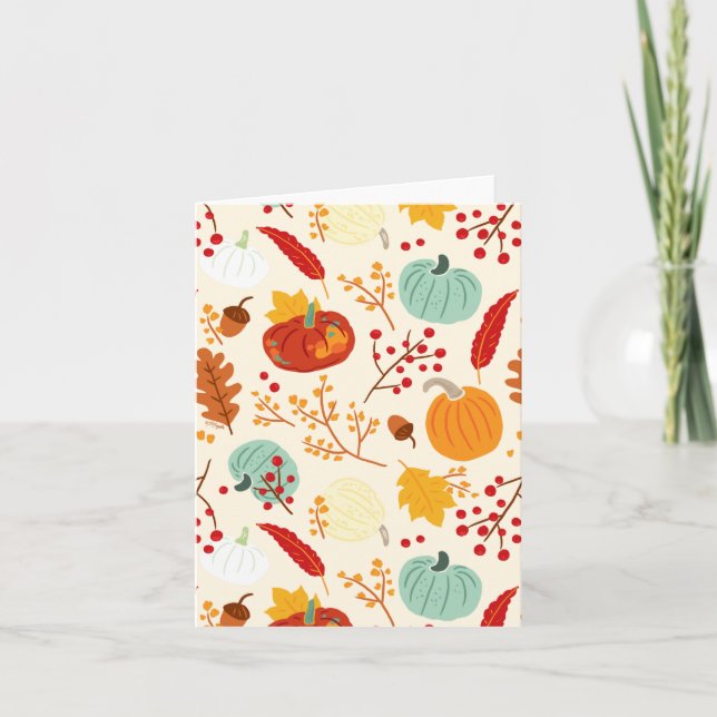 Autumn Pumpkins and Leaves Pattern Card (Front)