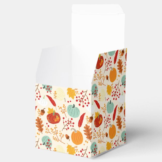 Autumn Pumpkins and Leaves Pattern Favour Box (Opened)