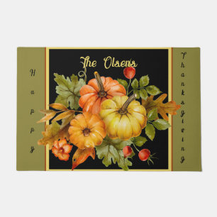 Autumn pumpkins and oak leaves  doormat