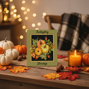 Autumn pumpkins and oak leaves  plaque