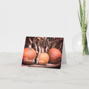 Autumn Pumpkins Corn Stalks Thank You Card