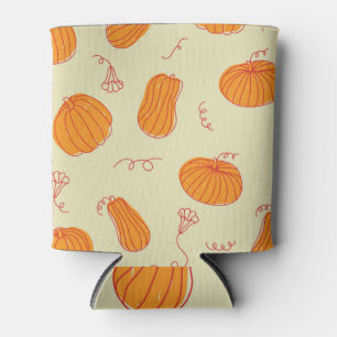 Autumn Pumpkins: Doodle Orange Pattern. Can Cooler