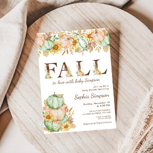 Autumn Pumpkins Fall in love Baby Shower Invitation