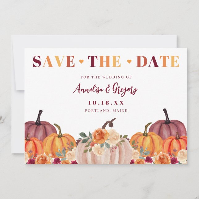 Autumn Pumpkins Fall  Save The Date (Front)