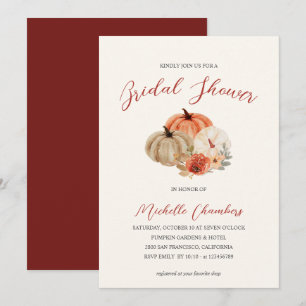 Autumn Pumpkins  Flowers Elegant Bridal Shower Invitation
