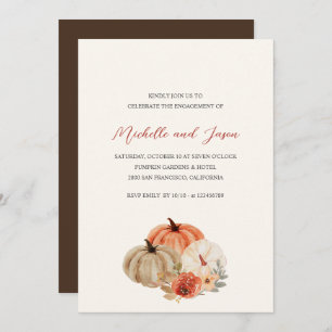 Autumn Pumpkins  Flowers Elegant Engagement Party  Invitation