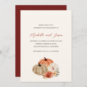 Autumn Pumpkins  Flowers Elegant Engagement Party  Invitation