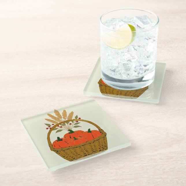 🎃 Autumn Pumpkins Glass Coaster (Angled)