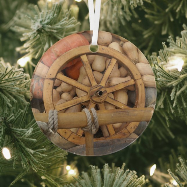  Autumn pumpkins Glass Tree Decoration (Insitu)