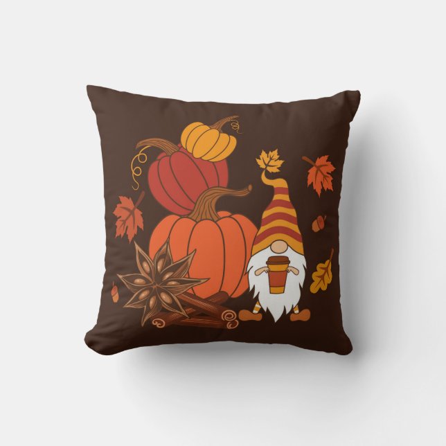 Autumn Pumpkins Gnome Spice Card Cushion (Front)