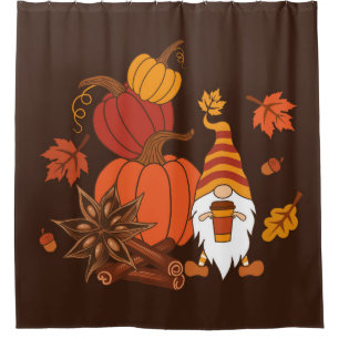 Autumn Pumpkins Gnome Spice Card Shower Curtain