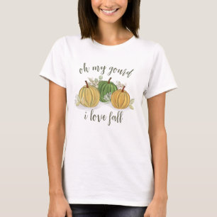 Autumn Pumpkins Gourd I Love Fall Watercolor T-Shirt