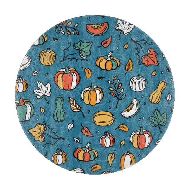 Autumn Pumpkins: Hand Drawn Vegetables Cutting Board (Front)