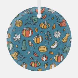 Autumn Pumpkins: Hand Drawn Vegetables Glass Tree Decoration