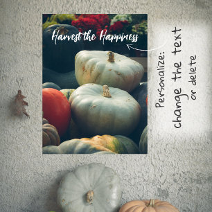  Autumn pumpkins in a rustic garden Poster