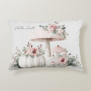 Autumn Pumpkins, Mushrooms and Flowers Decorative Cushion