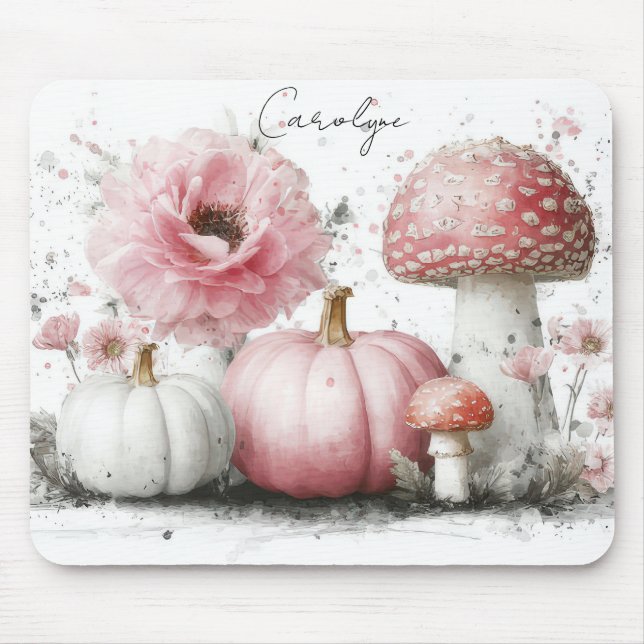 Autumn Pumpkins, Mushrooms and Flowers  Mouse Mat (Front)