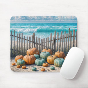 Autumn Pumpkins On a Beach Mouse Mat