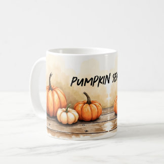 Autumn Pumpkins On Wooden Table Coffee Mug