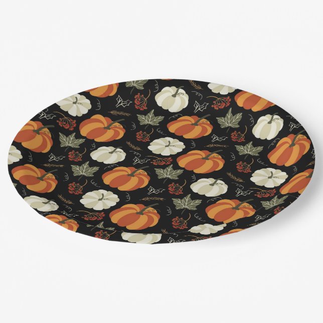 Autumn Pumpkins Pattern Paper Plate (Angled)