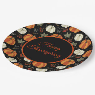 Autumn Pumpkins Pattern Thanksgiving Paper Plate