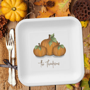 Autumn Pumpkins Personalised Paper Plate