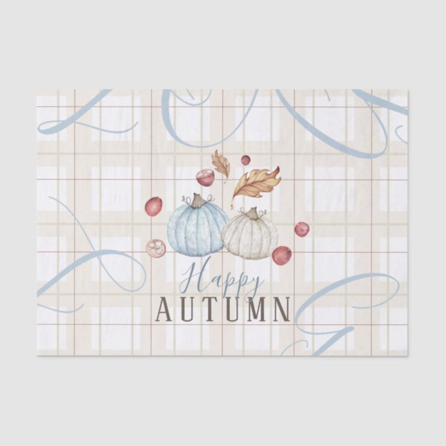Autumn Pumpkins Plaid Tissue Paper (Front)