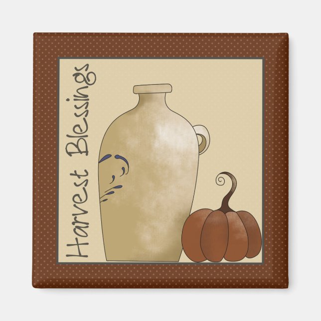 Autumn Pumpkins · Pottery Jug & Pumpkin Magnet (Front)