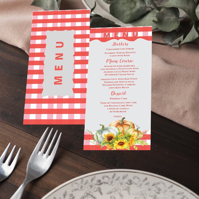 Autumn Pumpkins Sunflower Wedding Reception Dinner Menu (Autumn Pumpkins Sunflower Wedding Reception Dinner Menu)