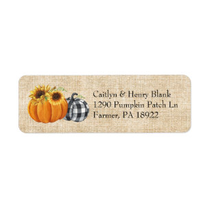 Autumn Pumpkins & Sunflowers Burlap Return Address