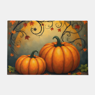 Autumn Pumpkins Under Full Moon Doormat
