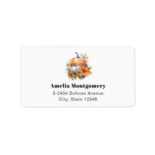 Autumn Pumpkins with Flowers and Foliage Address Label