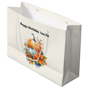 Autumn Pumpkins with Flowers and Foliage Birthday Large Gift Bag