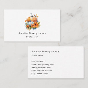 Autumn Pumpkins with Flowers and Foliage Business Card