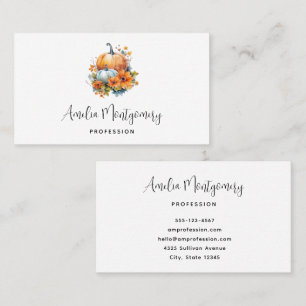 Autumn Pumpkins with Flowers and Foliage Business Card