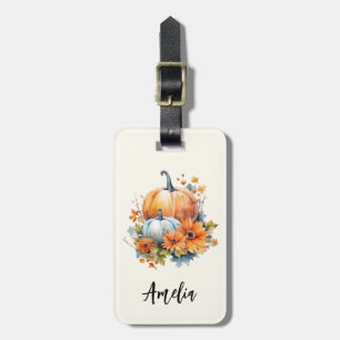 Autumn Pumpkins with Flowers and Foliage Luggage Tag