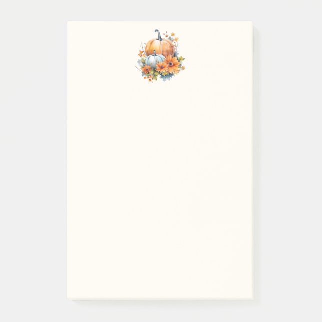 Autumn Pumpkins with Flowers and Foliage Post-it Notes (Front)