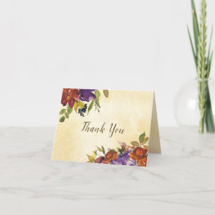 Autumn Purple Burnt Orange Floral Thank You