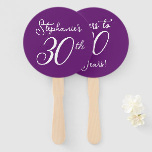 Autumn Purple Cheers to 30 Years 30th Birthday Hand Fan