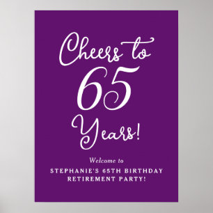 Autumn Purple Cheers to 65 Years Retirement Party Poster