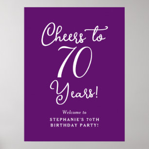 Autumn Purple Cheers to 70 Years Birthday Welcome Poster