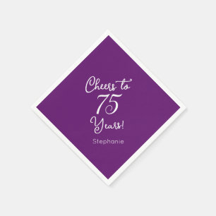 Autumn Purple Cheers to 75 Years 75th Birthday Napkin