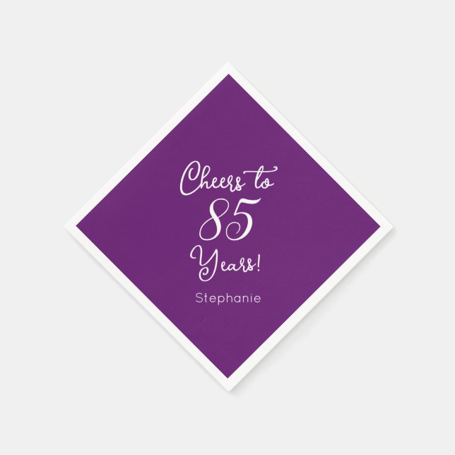 Autumn Purple Cheers to 85 Years 85th Birthday Napkin (Corner)
