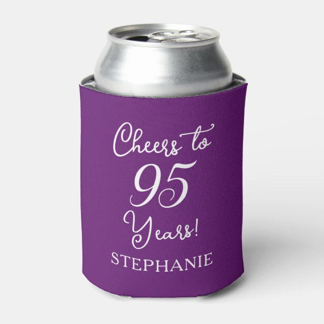 Autumn Purple Cheers to 95 Years 95th Birthday Can Cooler (Can Front)